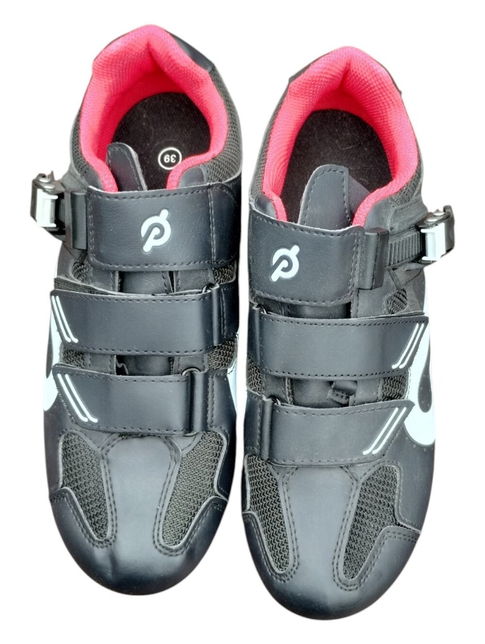 Peloton Cycling Cleats Black Red White Women's Size 8 US/ 39 EU Delta 3 Bolt - Picture 5 of 8